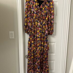 Skies Are Blue Vibrant Floral Long Sleeve Dress